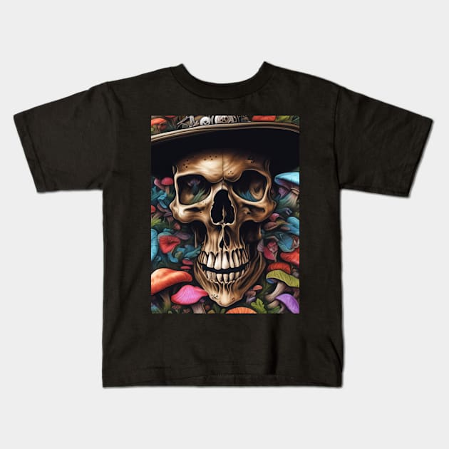 shroomy skull VII Kids T-Shirt by circlestances